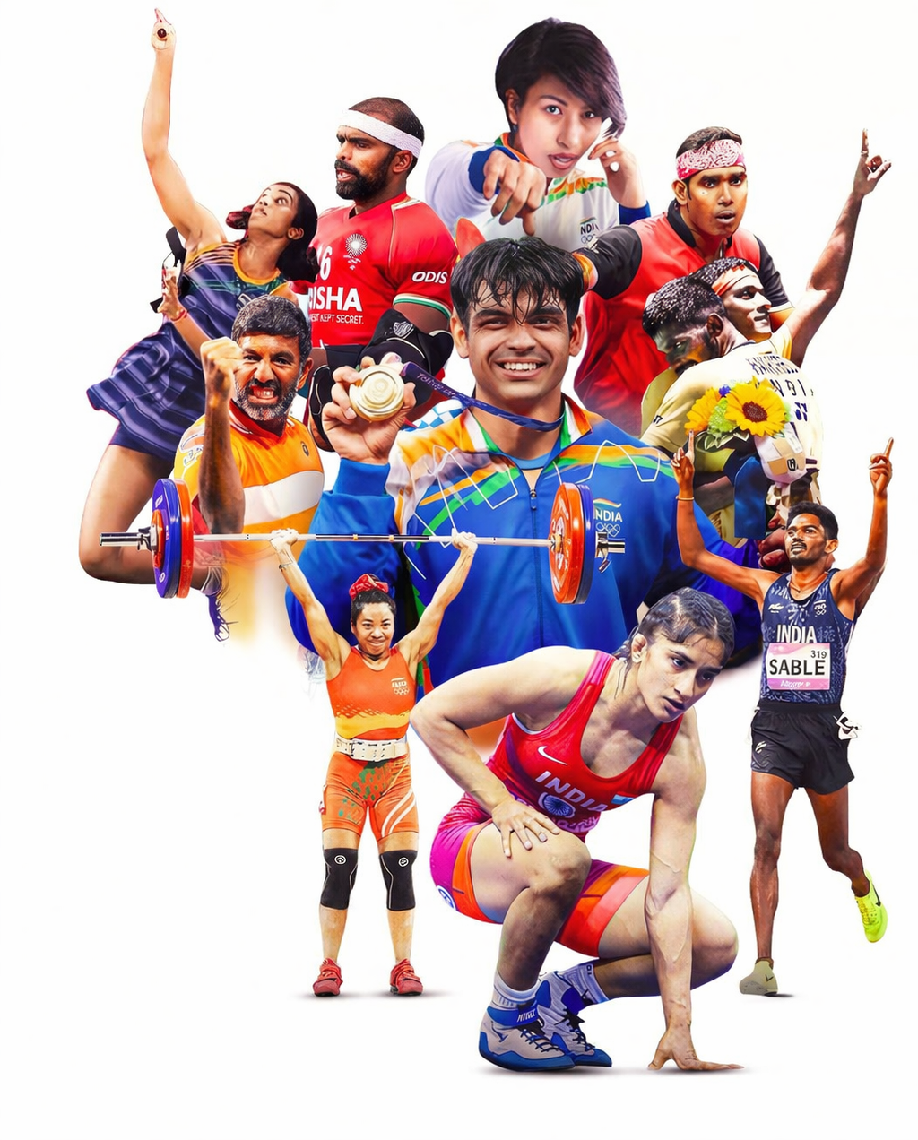 Indian athletes collage